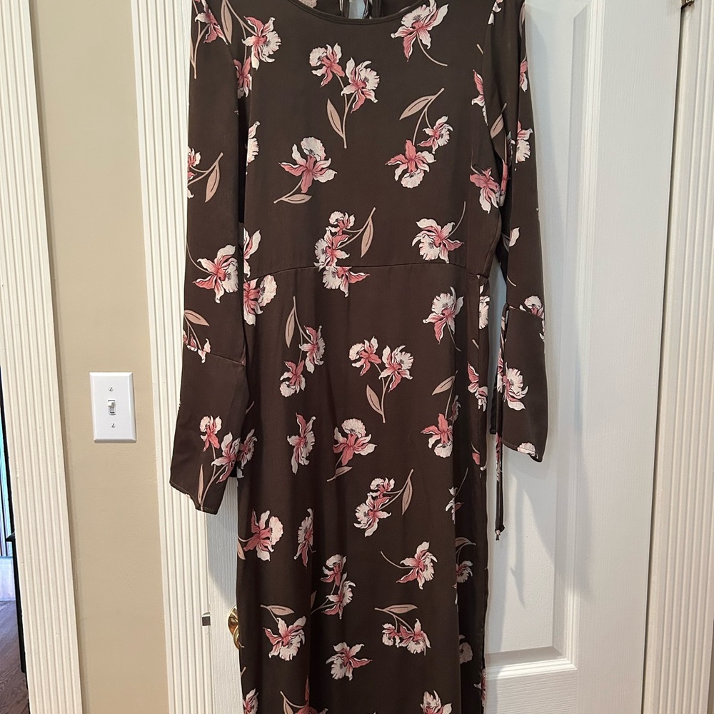Multicolored Bishop Sleeve Gown for Wedding Guest
